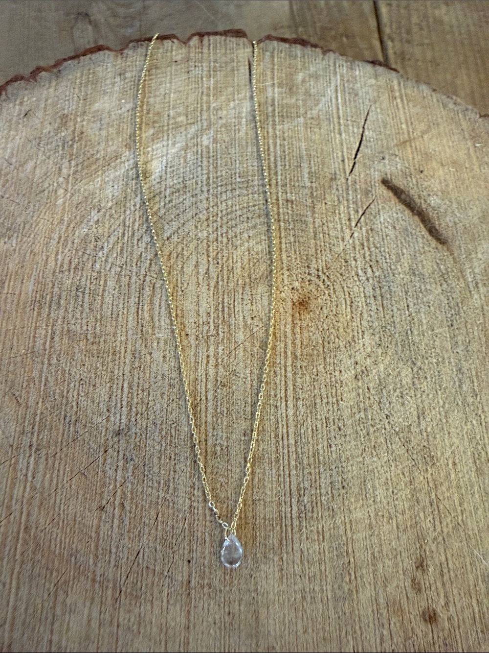 Gold Teardrop Crystal Pendant Necklace for Women
